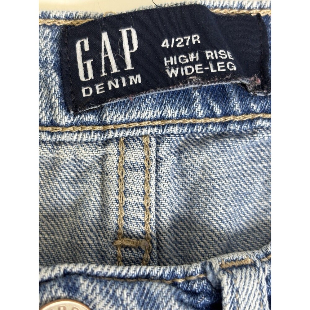 GAP Women’s High Rise Wide-Leg Light Wash Blue Denim Jeans, 5-Pocket 4/29R - Picture 6 of 7